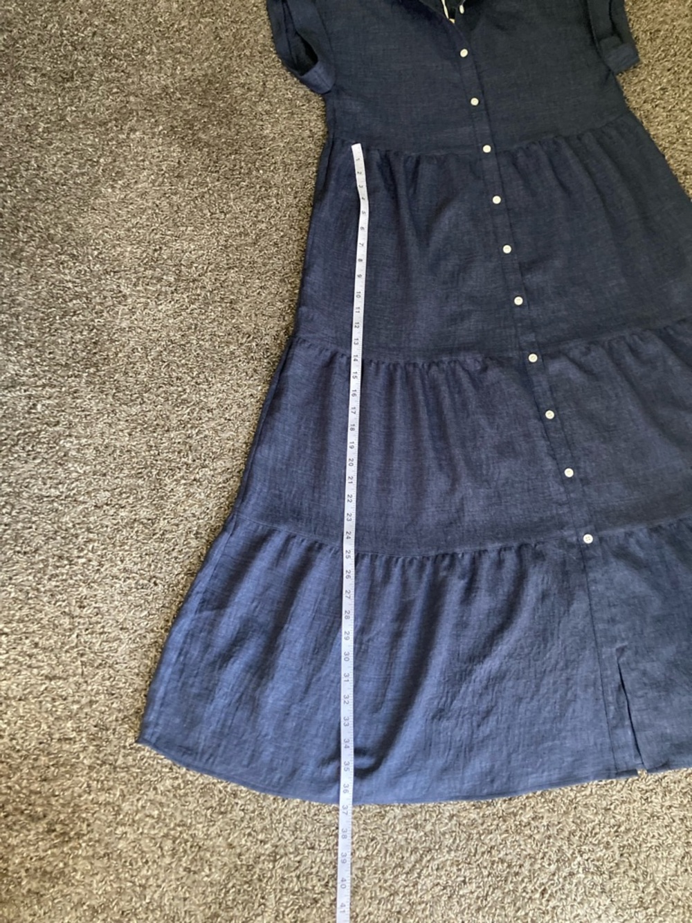 Max Studio Navy Button-Front Tiered Maxi Dress - Picture 4 of 9